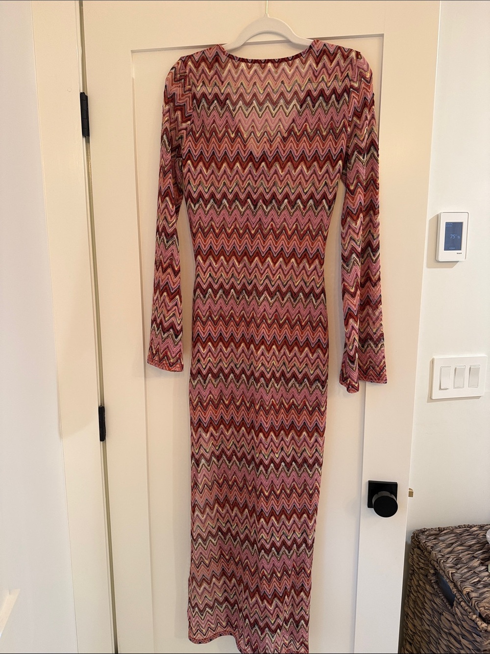 12th Tribe Pink Chevron Lace Maxi Cardigan - Picture 3 of 4